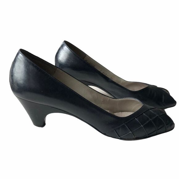 Bruno Magli Peep Toe Pump Navy 9.5 AA Vintage - Picture 13 of 16